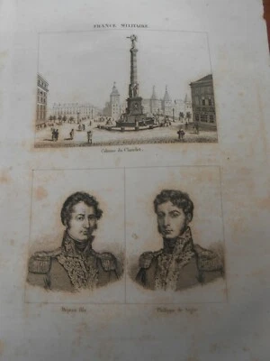 1836 GRABADO PARIS COLUMN DU CHATELET GENERAL PIERRE DEJEAN PHILIPPE DE SEGURO Foto 1 de 2