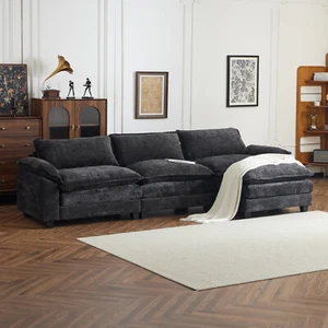 122 Inch Convertible Sectional Sofa Set 3 Seats L-Shaped Sofa Couch Living Room - Picture 1 of 22