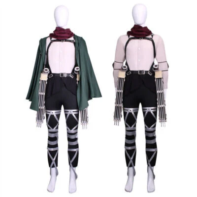 Attack On Titan Mikasa Ackerman Cosplay Costume Carnival Outfit Shirt Pants Belt - Image 1 of 4