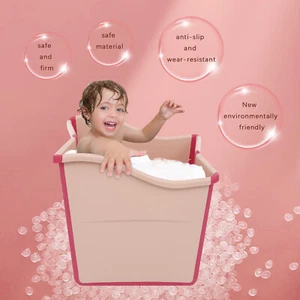 Pink Foldable Bathtub Collapsible Children's Bathtub Portable Bathtub for Kids - Picture 1 of 24