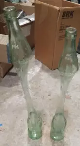 2 Pack Vintage Stretched Glass Coca Cola Bottles - 1 Pint - 20" and 19" tall Art - Picture 1 of 2