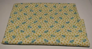 23" x 45" COTTON SEERSUCKER FABRIC vintage blue orange floral - Picture 1 of 2