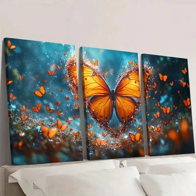 3pcs Surby Colorful Butterflies Love  Art h  Wall Art Canvas  Unframed/Framed - Image 1 of 4