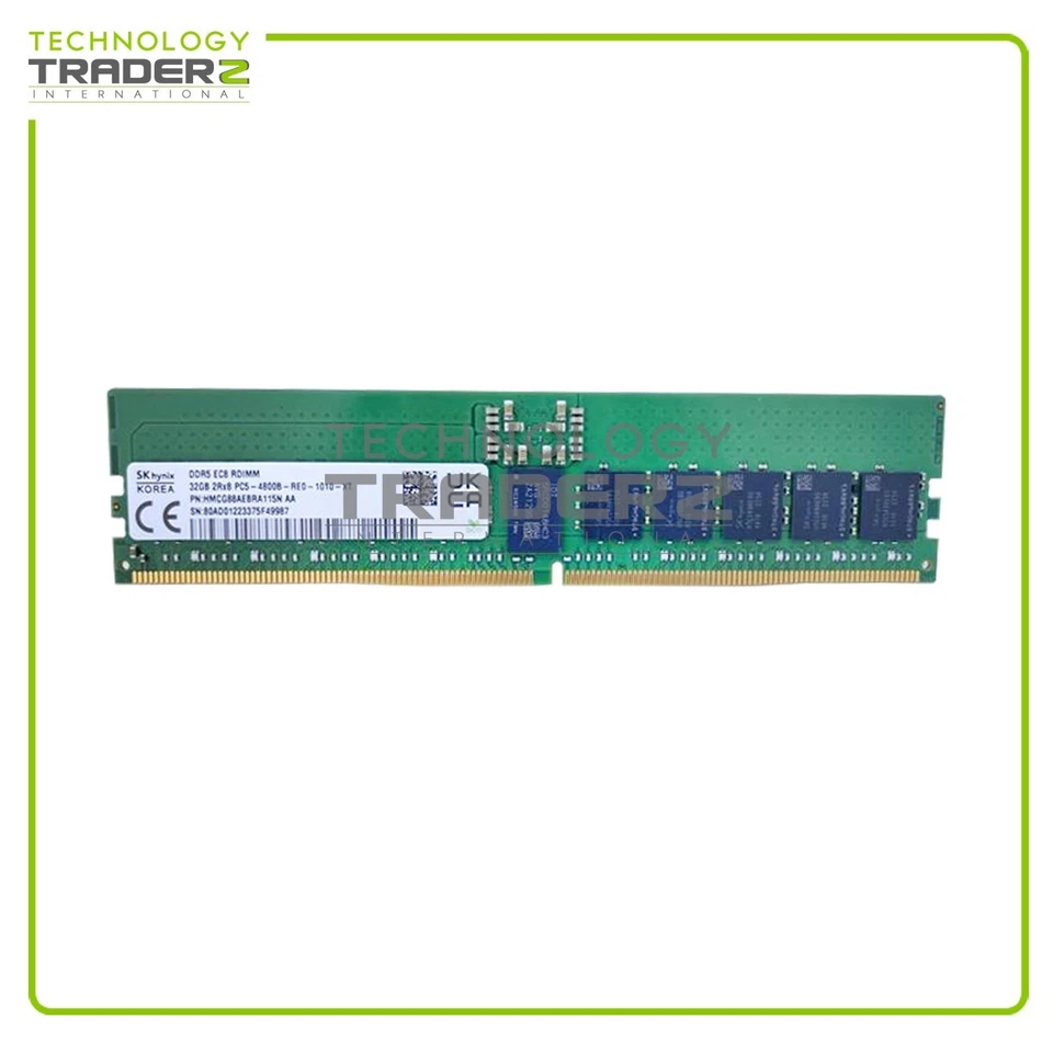 HMCG88AEBRA115N Hynix 32GB PC5-38400 DDR5-4800MHz ECC REG Dual Rank RDIMM Memory - Image 1 of 1