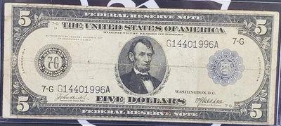Series of 1914 US $5 Federal Reserve Note (F-868) - Fine Condition - Image 1 of 2