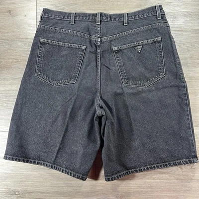 VTG GUESS JEANS USA Size 38 Denim Shorts 2 Button Black Men's Missing Button** - Image 1 of 4
