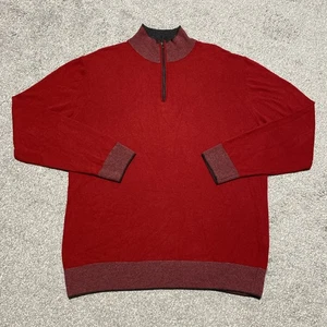Codice Holiday Maglione Uomo XL Rosso Misto Lana Cashmere 1/4 Zip Preppy Romania - Foto 1 di 11