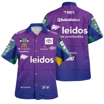 Bubba Wallace Nascar Racing 2024 23XI Racing Leidos Uniform Hawaiian Shirt - Image 1 of 4