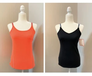 15LOVE Set of 2 Tanks Coral & Black Built-in Bra Convertible Straps Made in L.A. - Picture 1 of 12