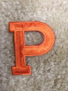 1-3/4" Orange Letter P Embroidery Iron On Applique Patch - Picture 1 of 1