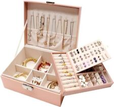 Jewelry Boxes For Women Girls PU Leather Jewelry Organizer 2 Layer Large Jewelry
