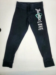 Justice Girls Black Sweatpants Size 6 with Justice Love Logo - Picture 1 of 9