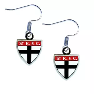 St Kilda Saints Earrings Official AFL Team Colours Logo Jewellery (tracking) - Picture 1 of 1