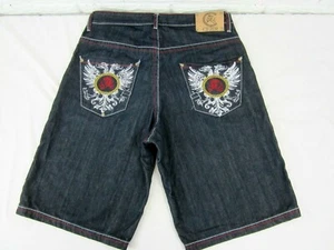 Cezer Premium Designer Denim Shorts Mens 36 x 14 Urban Hip Hop Skateboard Black - Picture 1 of 12