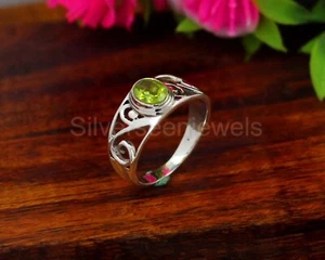 Natural Peridot Ring, 925 Silver Ring, Peridot Marquise Cut Ring, Gift For Her - Picture 1 of 5