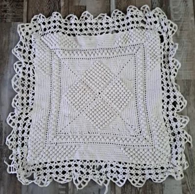 Funda de almohada de encaje de ganchillo hecha a mano de colección blanca 15" casa victoriana granja Foto 1 de 4
