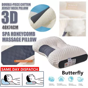 Neck Pillow Cervical Orthopedic Protect Household Help Massage Sleep 100% Cotton - Picture 1 of 16