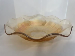 Vintage Marigold Large Carnival Glass Centerpiece Bowl Floral Pattern Textured - Picture 1 of 10