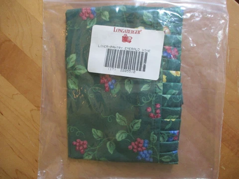 Longaberger PANTRY Basket Liner - EMERALD VINE Green Floral Cover