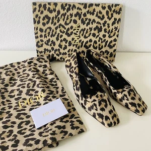 Christian Dior Mizza Slingback Pump Heels Shiny Leopard size 38 US 8 New $1090 - Picture 1 of 7