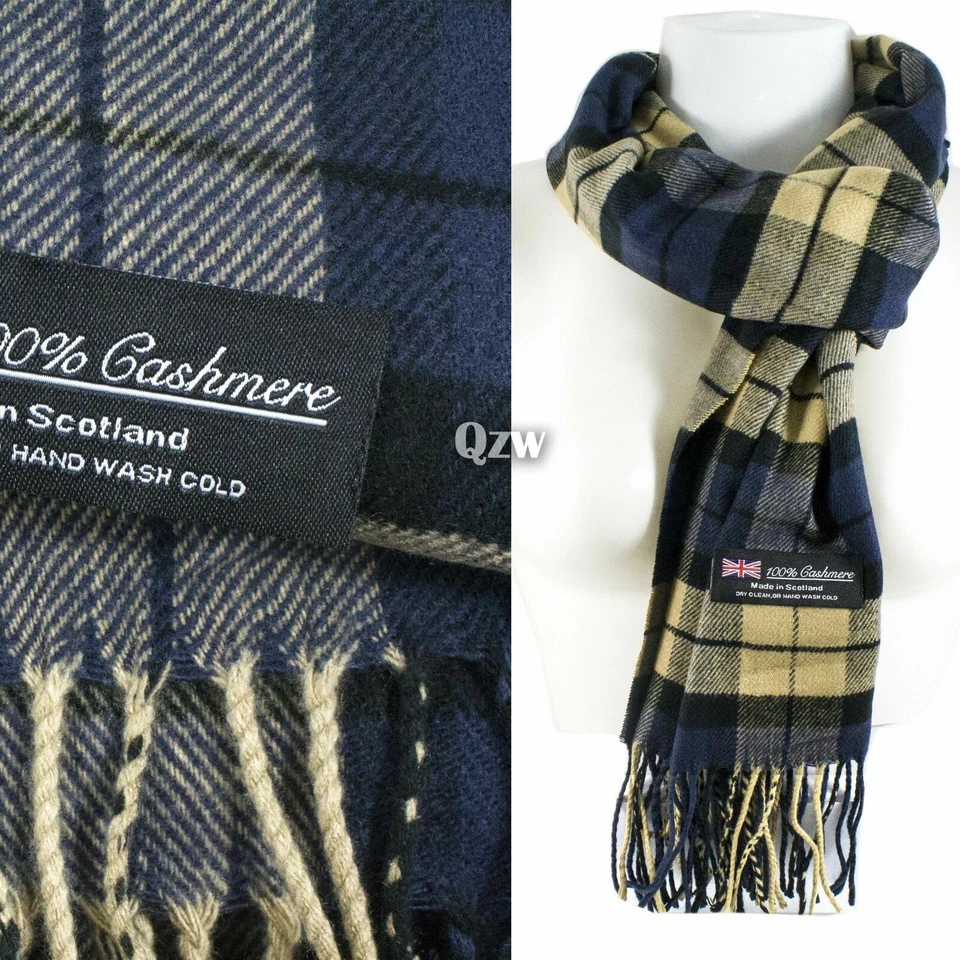 Mens Womens Winter Warm SCOTLAND Made 100% CASHMERE Scarf Scarves Plaid Wool - Image 1 of 1