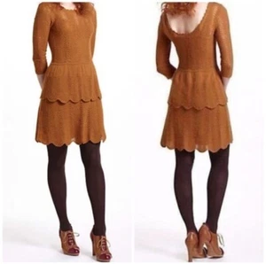 Anthro Anthropologie Knitted & Knotted Women's Tiered Pointelle Sweater Dress, M - Picture 1 of 6