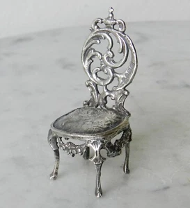 Antique 1897 Victorian Sterling Silver English Figural Chair Ring Stand - Picture 1 of 8