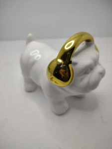 Holiday Lane White Bulldog With Gold Headphones - Picture 1 of 5