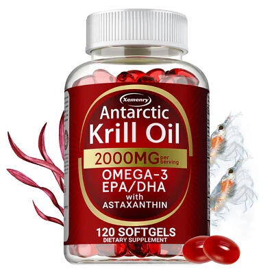 Antarctic Krill Oil - Omega-3 EPA, DHA, Astaxanthin, Anti Aging, Memory Support - Image 1 of 4