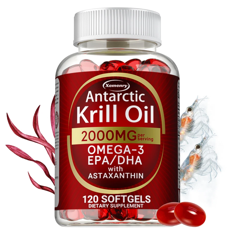 Antarctic Krill Oil - Omega-3 EPA, DHA, Astaxanthin, Anti Aging, Memory Support - Image 1 of 4