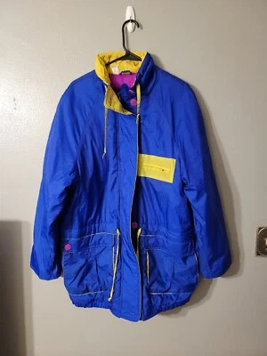 Gitano Blue Multicolor Vintage Full Zip Button Long Insulated Coat Size M  Foto 1 de 4