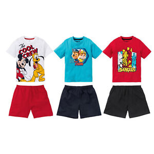 Boys Kids Character Shorts PJs Pyjamas Set Avengers Mickey Mouse 2-3 3-4 5-6