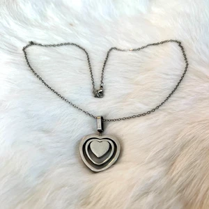 Romantic Heart Necklace Love Cybergoth Grunge Silver Tone Articulated MCM 10479 - Picture 1 of 8