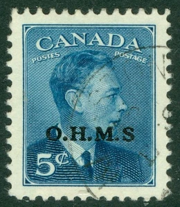 SG O176a Canada 1949-50. 5c blu con arresto mancante dopo 'S'. Usato molto bene... - Foto 1 di 1