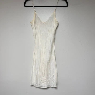 Mini vestido sin mangas de seda Rebecca Taylor marfil cuello en V correa de espagueti Foto 1 de 4