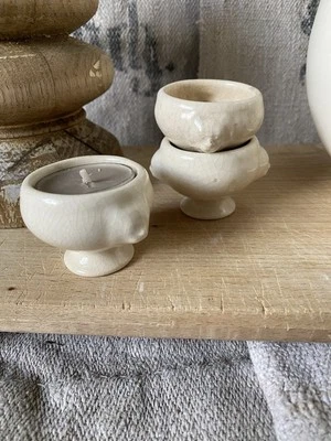 SHABBY 3x Antike Mini Löwenkopf Terrine 1900 Keramik BROCANTE selten FRANKREICH  - Bild 1 von 4