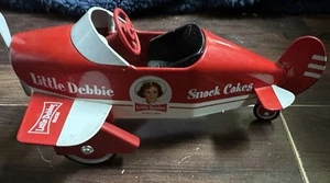 Vintage LITTLE DEBBIE Toy Peddle Car Airplane Diecast Metal Coin Bank Good Cond - Picture 1 of 3