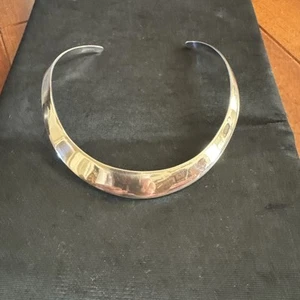 Sterling silver 925 round choker collar necklace - Picture 1 of 6