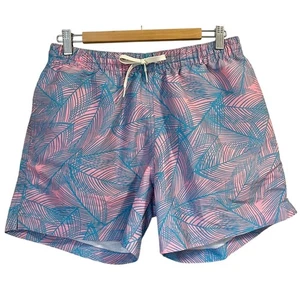 CHUBBIES | Pink and Blue Palm Print Swim Trunks | Size Large - Picture 1 of 7