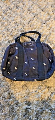 Bolso de Mano Grande Abercrombie & Fitch Azul Bolso de Lona de Algodón con Logo Cremallera Foto 1 de 4