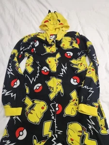 Pokemon Pikachu Kids 14/16 Hoodie Suit One Piece Zipper Pajamas Multi Halloween - Picture 1 of 8