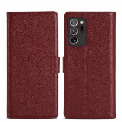 Genuine Leather Wallet Flip Case Cover For Samsung Galaxy Note20 Note20 Ultra 5G - Image 1 of 4