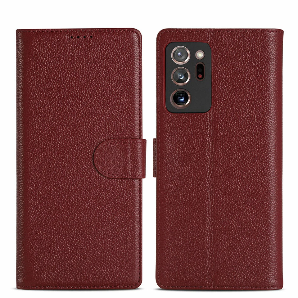 Genuine Leather Wallet Flip Case Cover For Samsung Galaxy Note20 Note20 Ultra 5G - Image 1 of 4