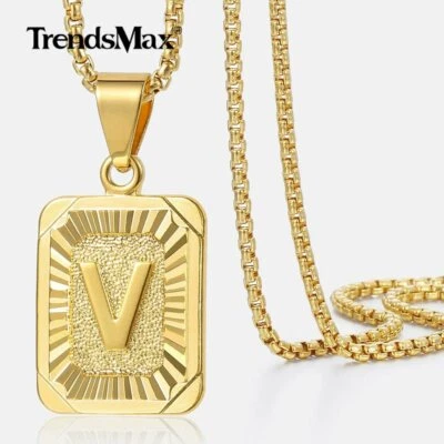 14K Gold Plated Initial Letter A-Z Pendant Necklace Choker Jewelry 16-22" Chain - Image 1 of 4