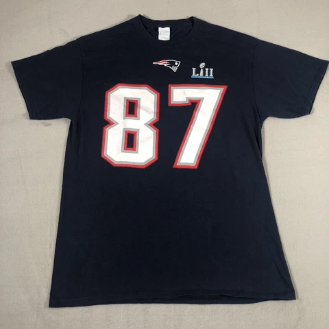 New England Patriots Shirt Adult Large Blue Rob Gronkowski Super Bowl 52 Men U21 Cover