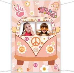 Hippie Bus Photo Booth Prop - 2 Groovy Birthday Decorations for 60S 70S Party, L - Picture 1 of 6