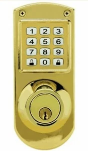 Anaconda Electronic Keyless Deadbolt System - Bright Brass - Afbeelding 1 van 1