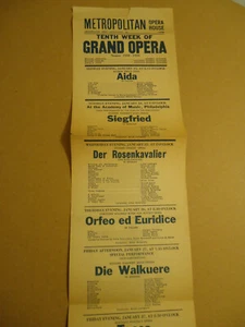 Metropolitan Opera House NY LONG vertical ad flyer 1938-39 - Picture 1 of 2