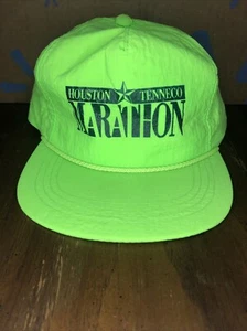 Vintage Houston Tenneco Marathon Hat Green Neon SnapBack - Picture 1 of 10