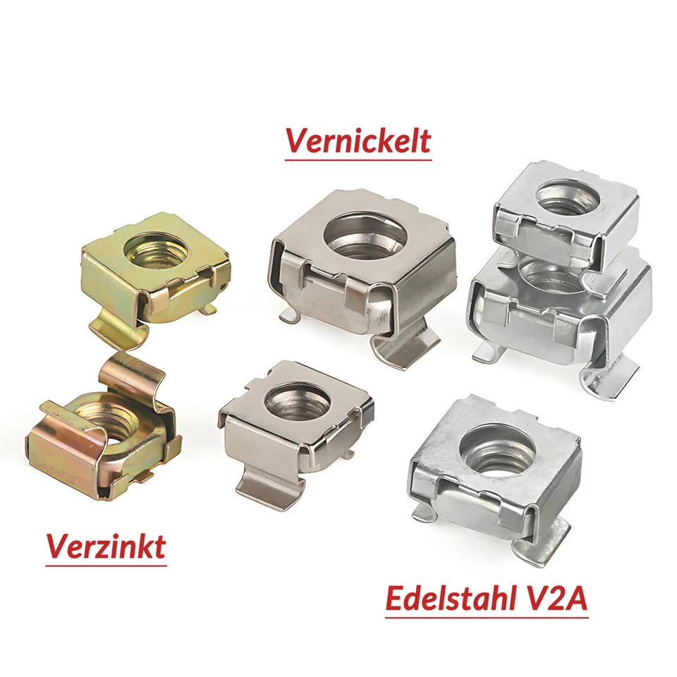 Käfigmuttern M4 M5 M6 M8 M10 M12 Stahl verzinkt für Rackschiene Käfigmutter - Bild 1 von 1